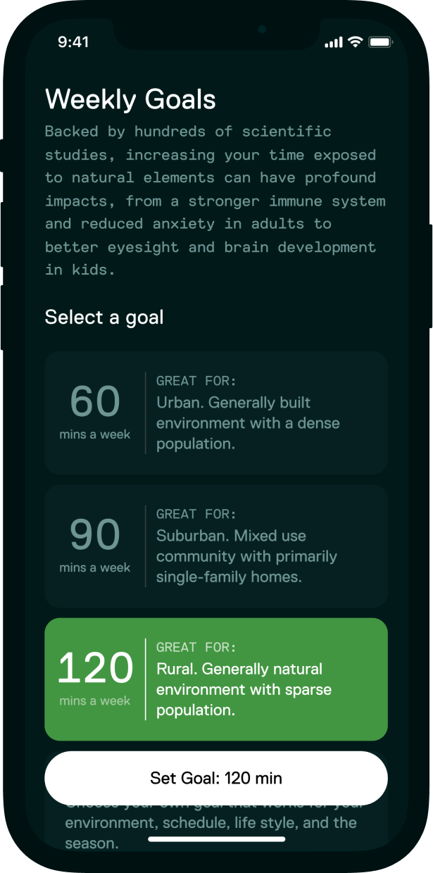 NatureDose Nature Score Screen