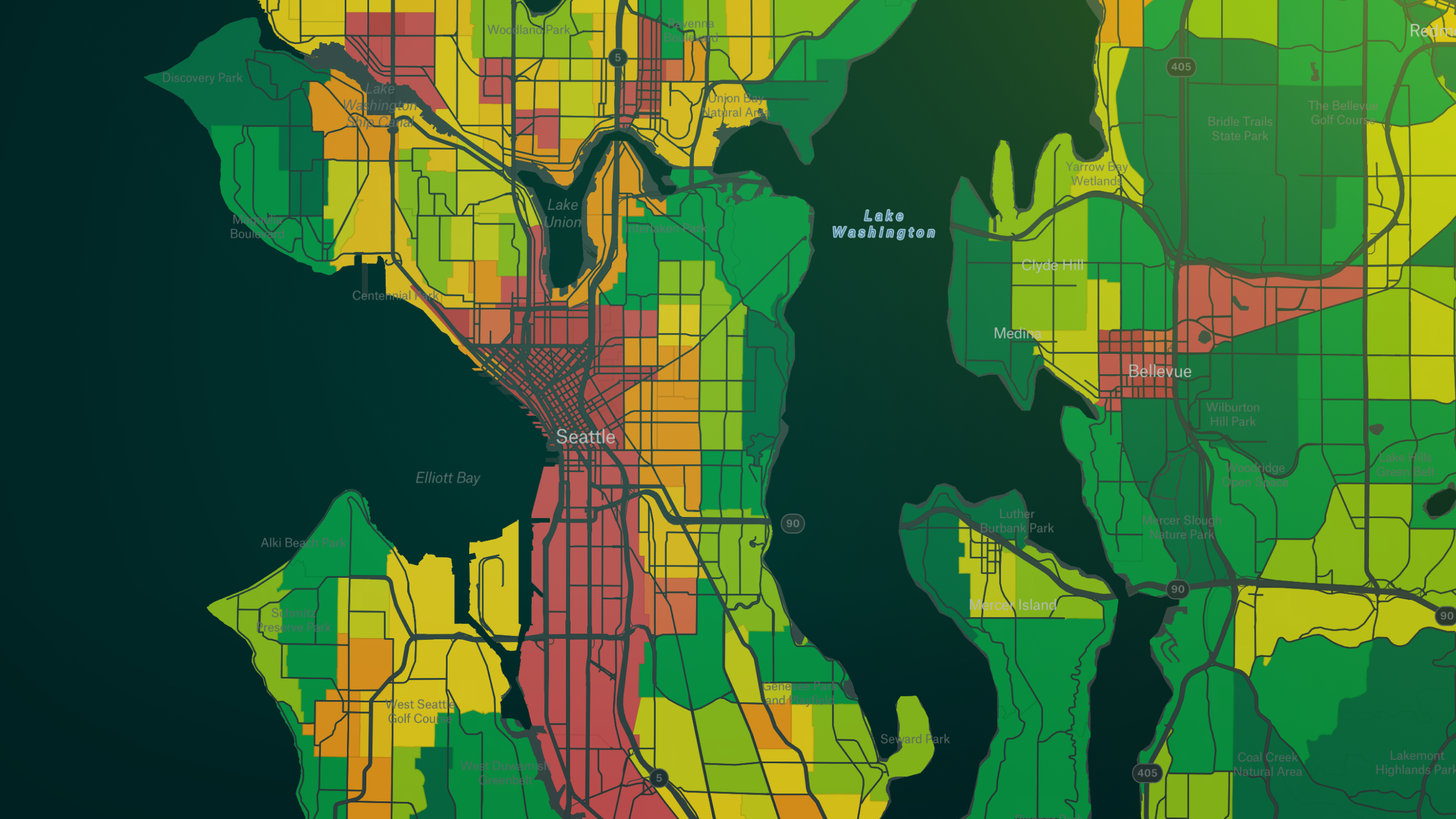 NatureScore map of Seattle