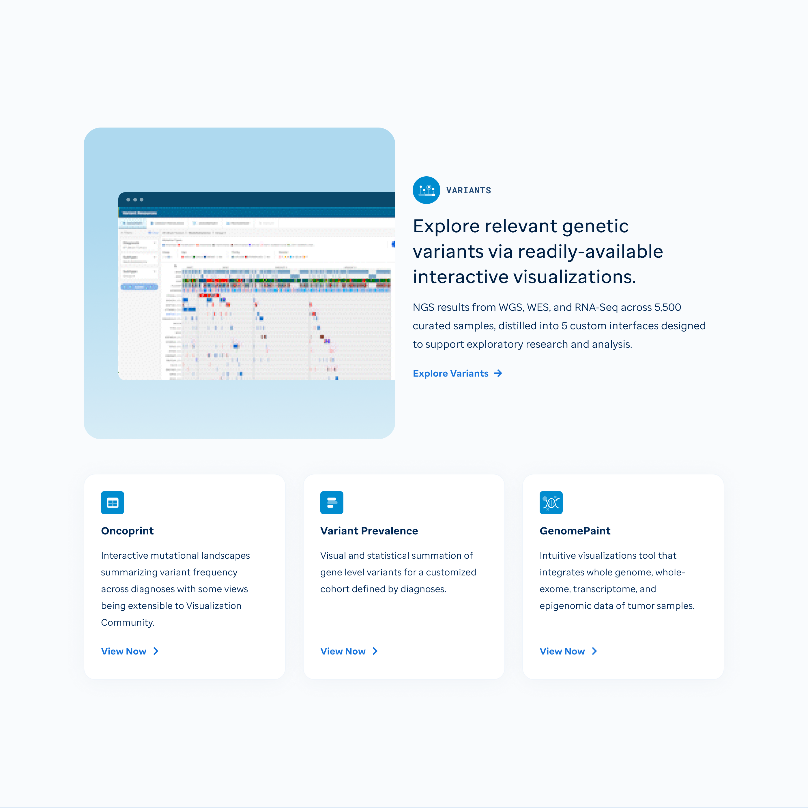 Variants data facet homepage
