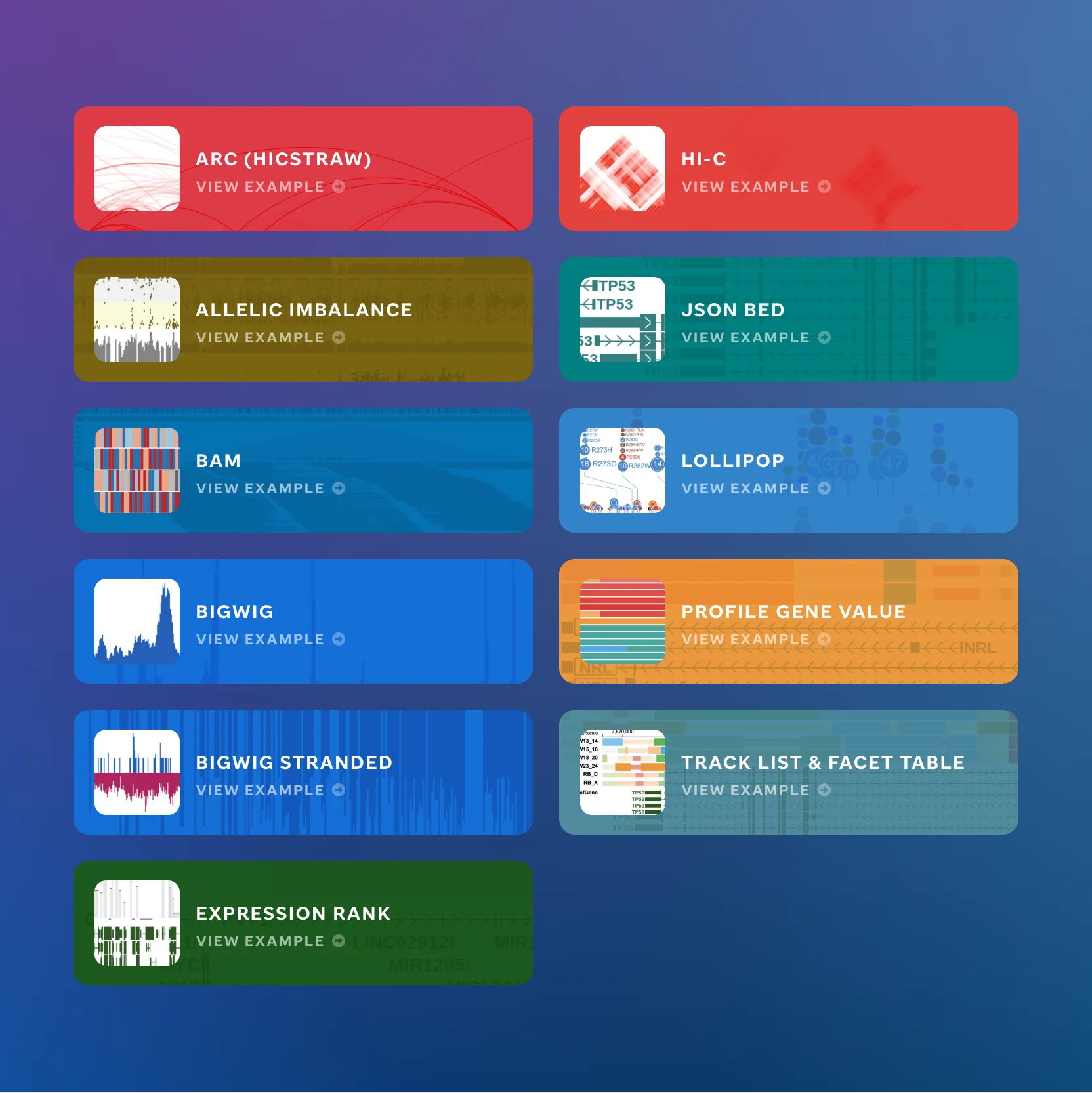Visualization track types